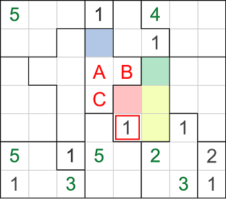 Suguru step-by-step example - step 5